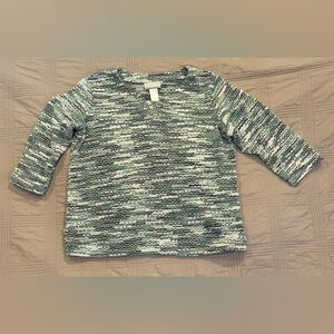 Alfred Dunner Multi-Colored Green V-Neck Sweater